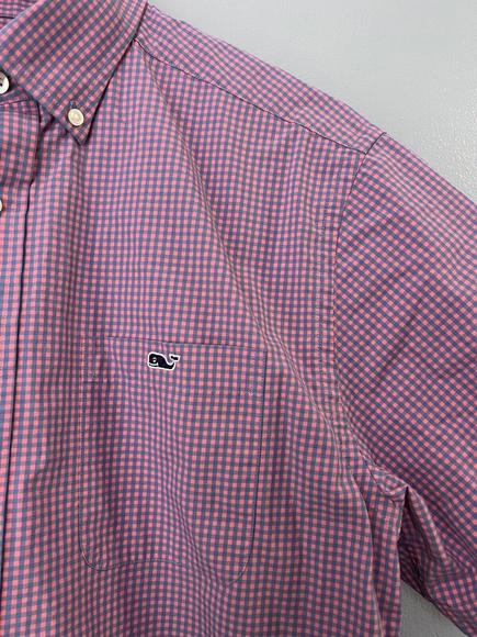 Vineyard Vines Classic Fit Tucker Shirt Pink Blue Checked Button Down Mens M - Picture 3 of 8